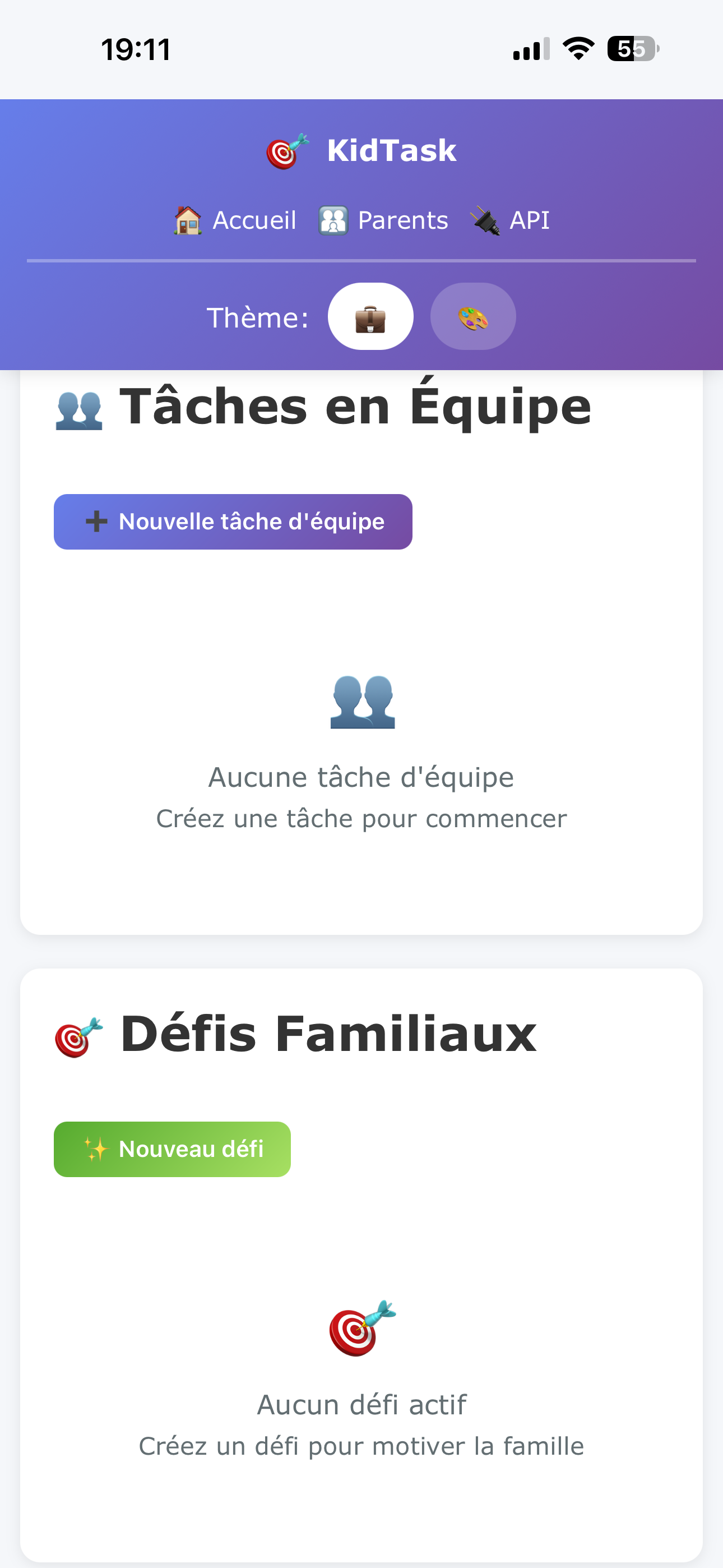 Tâches équipe et défis